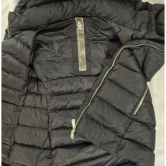 ADD 100% Duck Down Fill Sz 0 Mid-Length Puffer Jacket Removable Hood Black - Picture 4 of 7